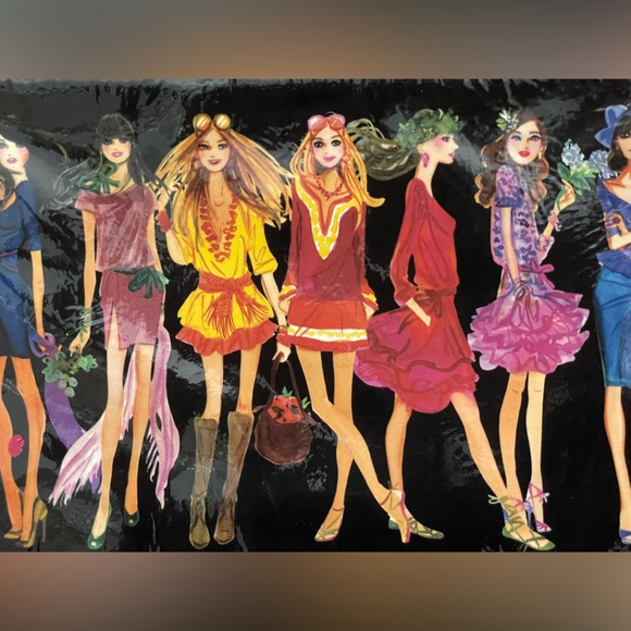 Henri Bendel Black and Multicolor Fashion Illustration Clutch - Picture 4 of 15